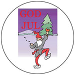 God Jul dancing gnome round button/magnet