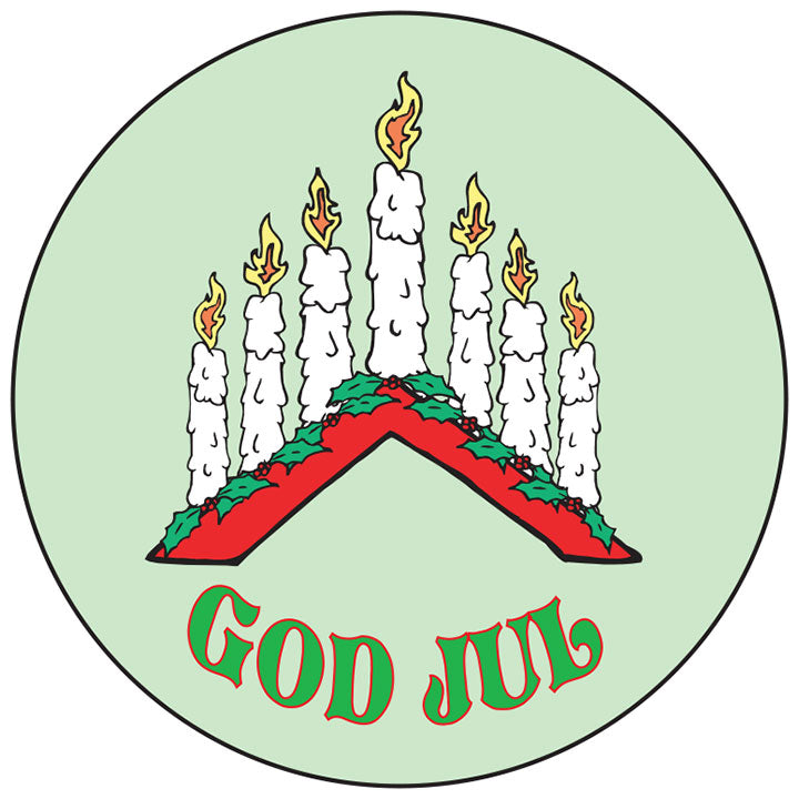 God Jul candleholder round button/magnet