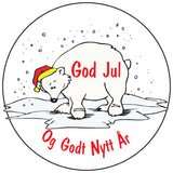 God Jul polar bear round button/magnet