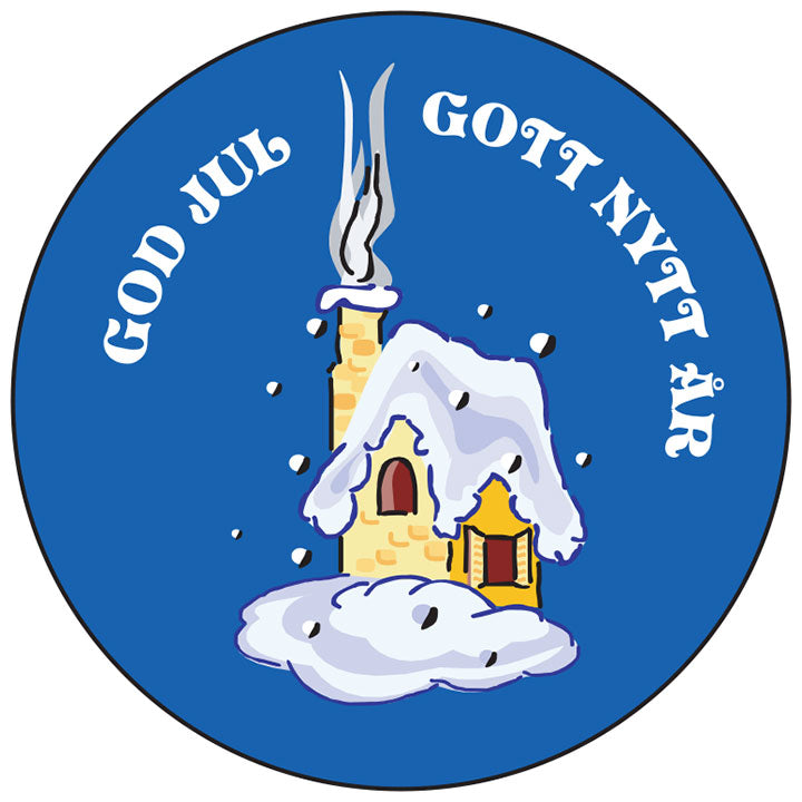 God Jul house round button/magnet