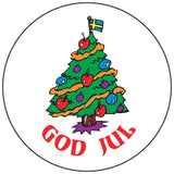 God Jul Christmas tree round button/magnet