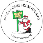 Santa comes from Finland round button/magnet