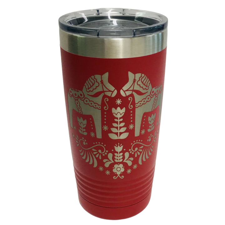 Dala Horses on Red 20 oz Stainless Steel hot/cold Cup