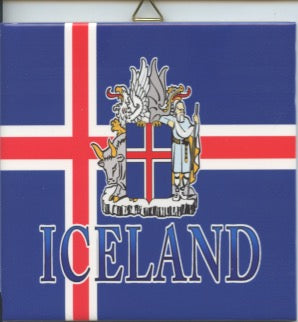 6" Ceramic Tile, Iceland Flag & Crest