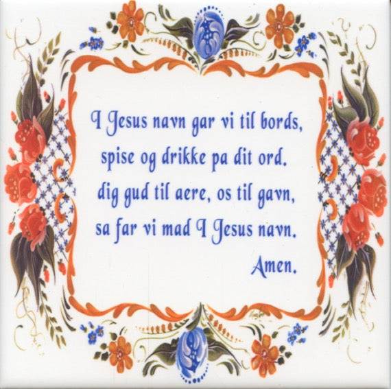 6" Ceramic Tile, Danish Table Prayer