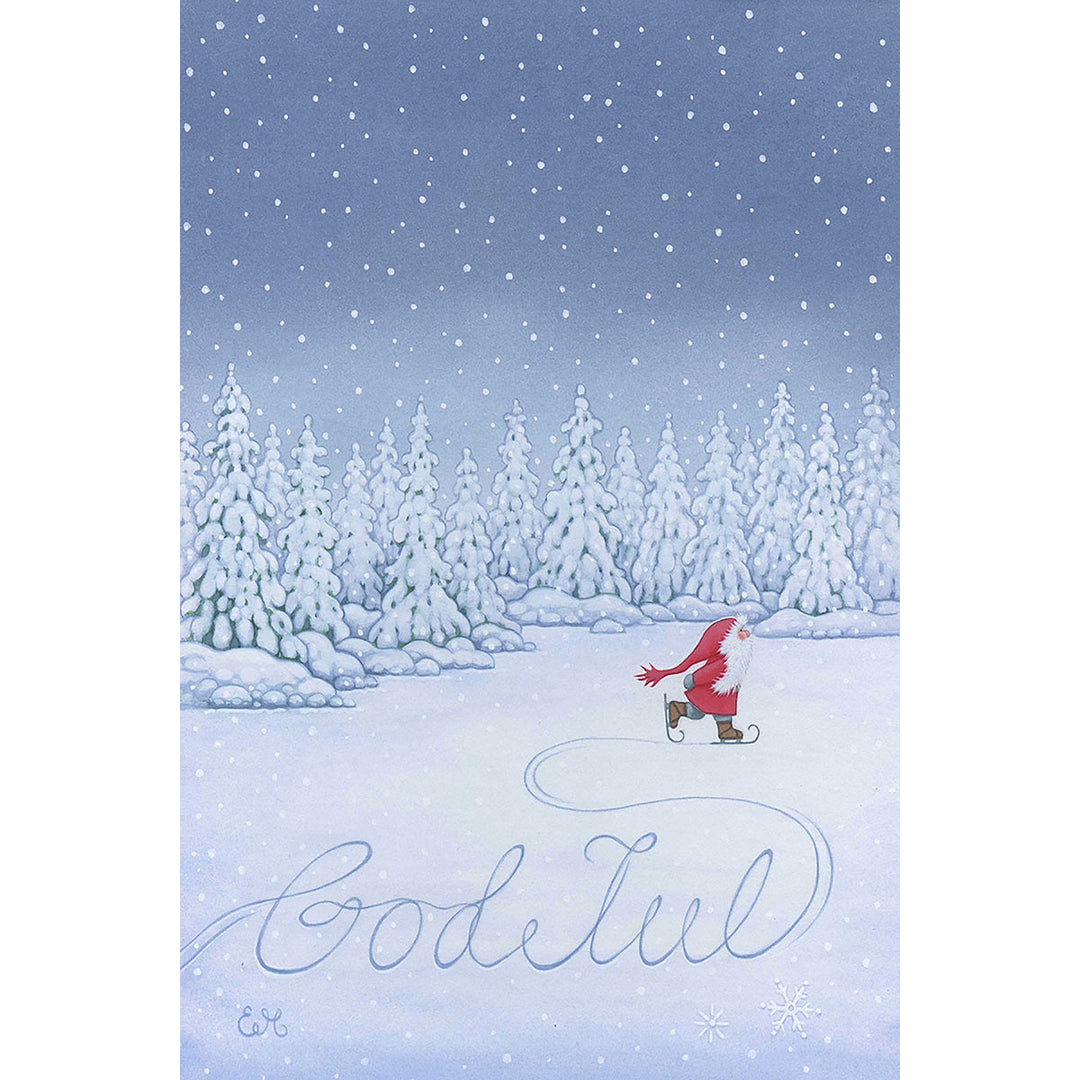 Paper Poster, Eva Melhuish, God Jul Skating tomte