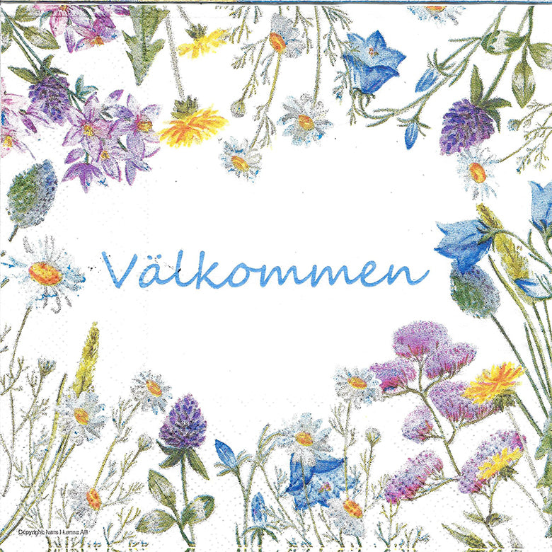 Floral Välkommen paper napkins