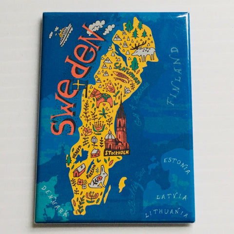Rectangle Magnet, Sweden Map