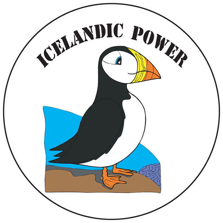 Icelandic power puffin round button/magnet