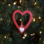 Large wooden heart ornament w/gnome