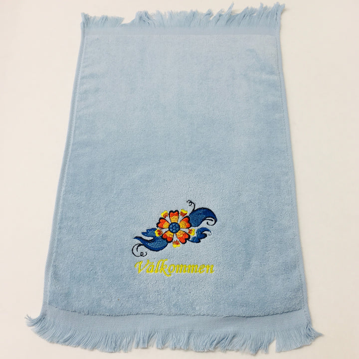 SALE Finger tip towel - Välkommen Flower on Light Blue