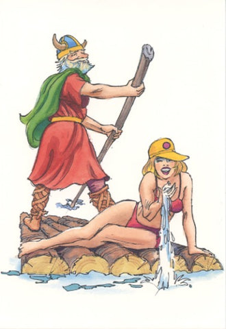 Post card, Viking with Bikini girl