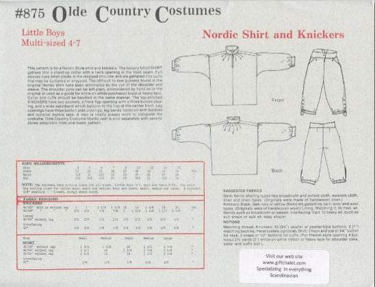 Costume Pattern - Boys sizes 4 - 7