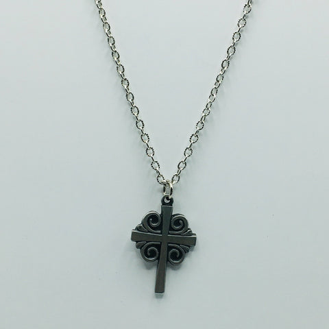 Swedish Pewter Cross Pendant Necklace