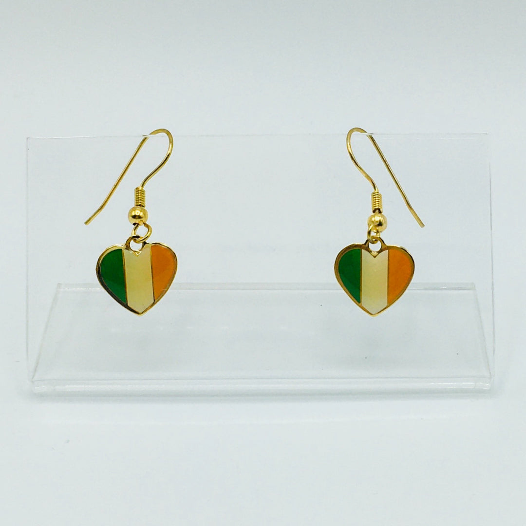 Ireland Flag Heart Earrings - Posts or Hooks