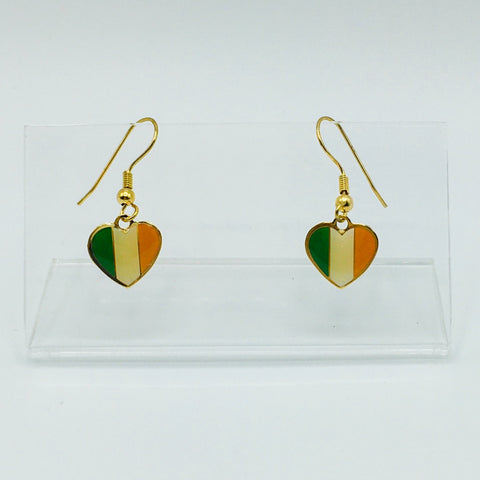 Ireland Flag Heart Earrings - Posts or Hooks
