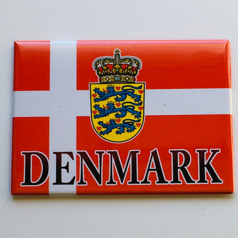 Rectangle Magnet, Denmark Flag & Crest