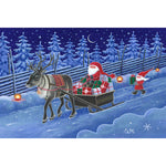 Paper Poster, Eva Melhuish Tomte on Reindeer w/sleigh