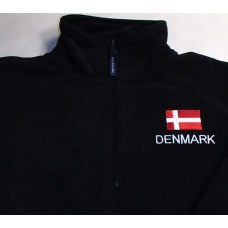 Embroidered Denmark flag 1/2 zip fleece pullover