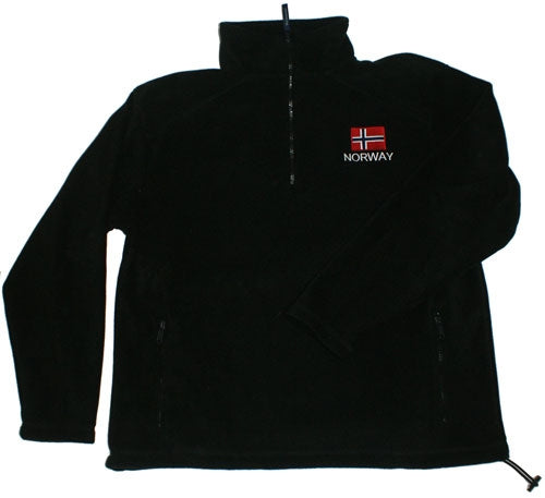 Embroidered Norway flag 1/2 zip fleece pullover