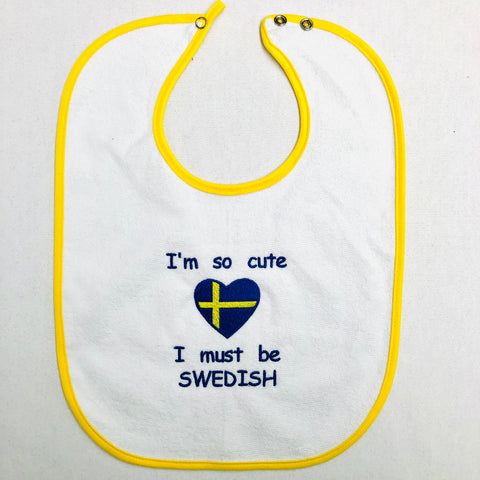 Baby Bib, I'm So cute Swedish on Yellow