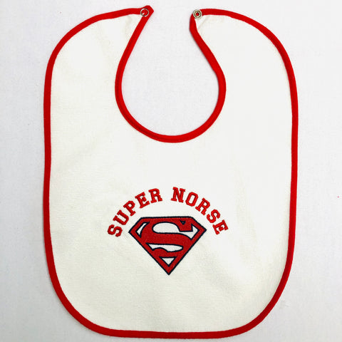 Baby Bib, Super Norsk on red
