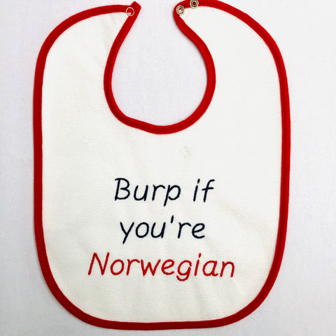 Baby Bib, Burp if you're Norwegian on Red
