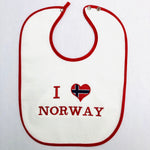 Baby Bib, I [heart]Love Norway on Red