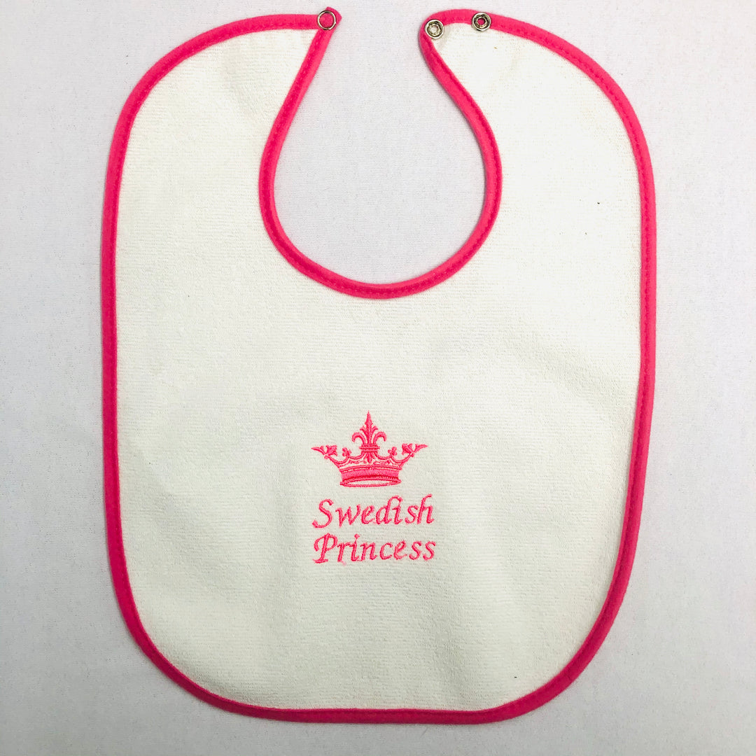 Baby Bib, Swedish Princess on pink