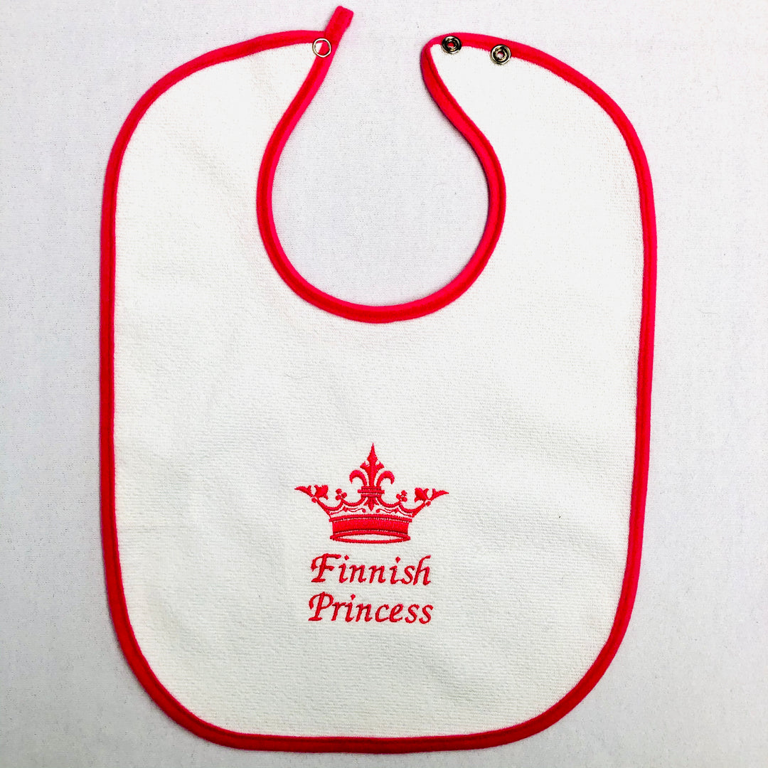 Baby Bib, Finnish Princess on Pink