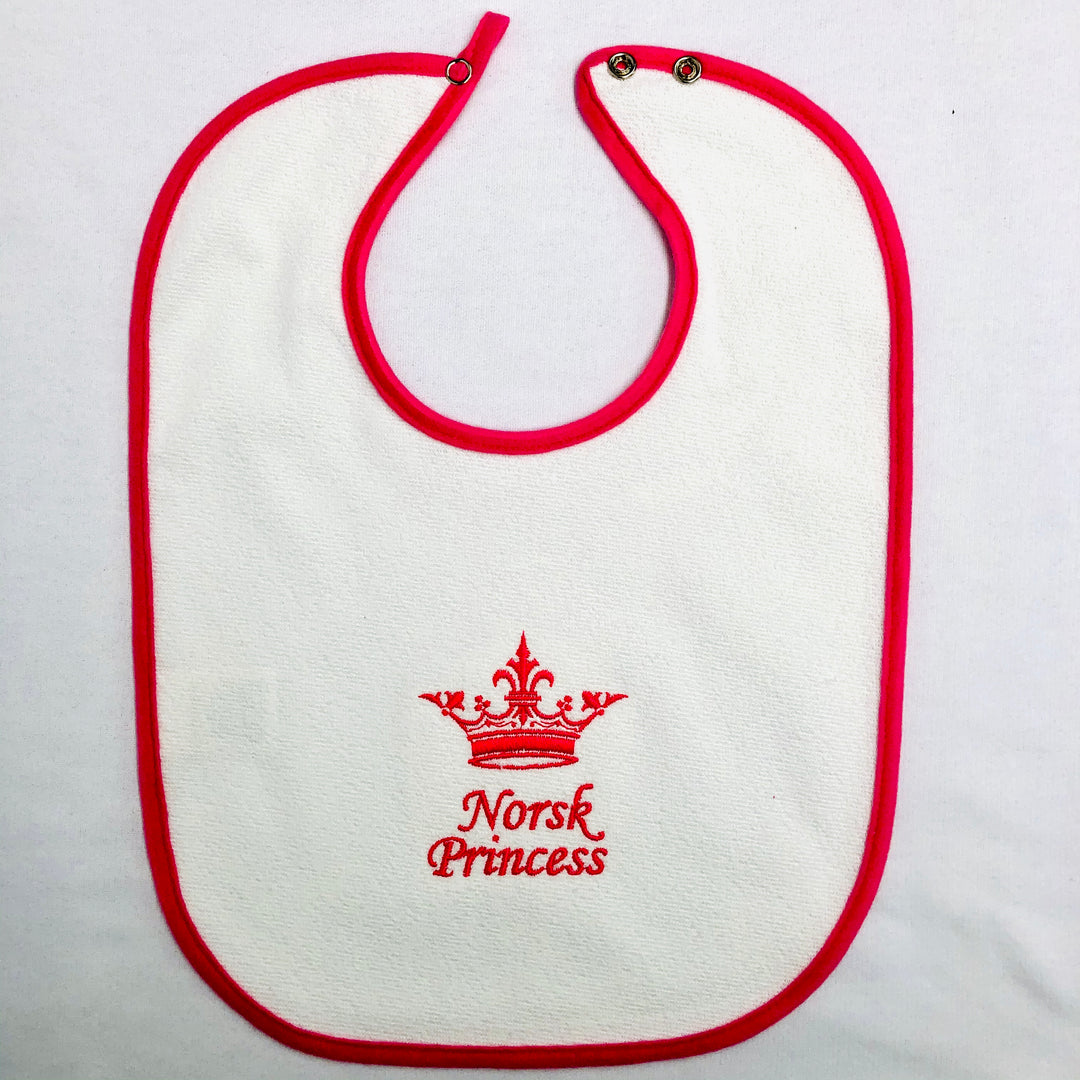 Baby Bib, Norsk Princess on Pink