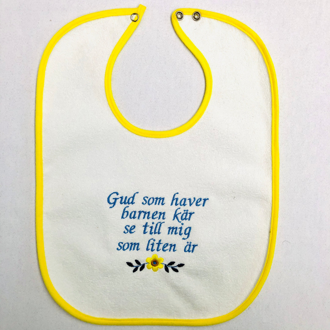 Baby Bib, Swedish Children's Prayer on Yellow