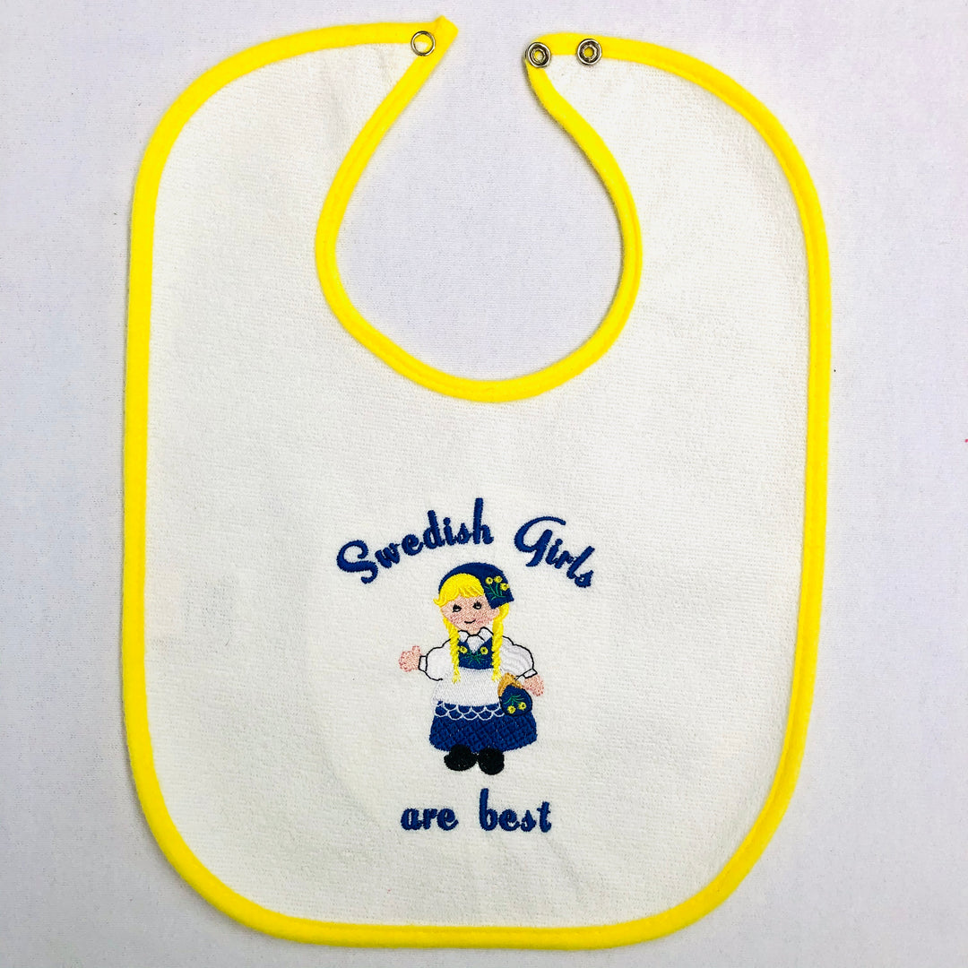 Baby Bib, Swedish Girls on yellow