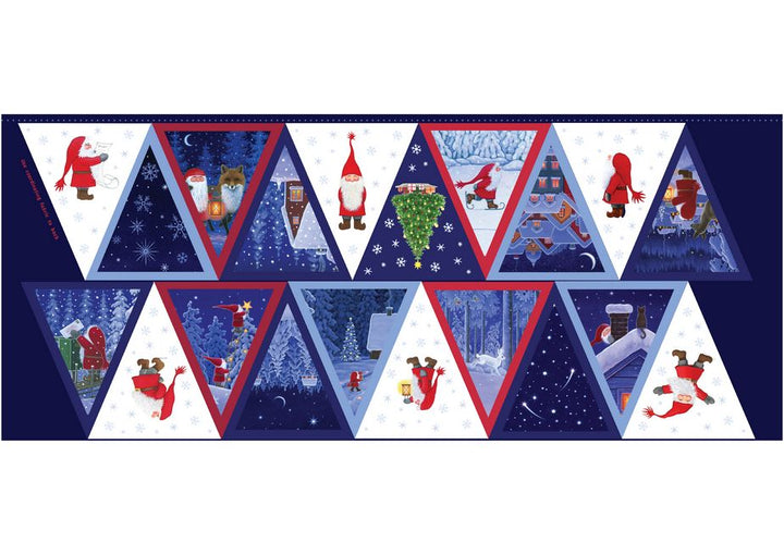 Eva Melhuish Gnome Fabric - Tomte  & Friends Flags Bunting 1/2 yard panel