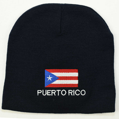 Knit beanie hat - Puerto Rico flag
