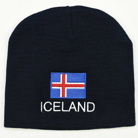 Knit  beanie hat - Iceland flag