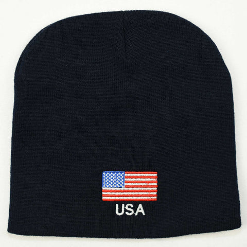 Knit beanie hat - USA flag