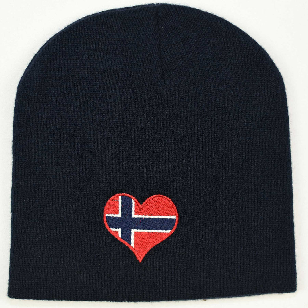 Knit  beanie hat - Norway heart flag