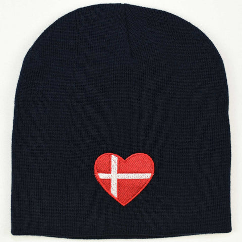 Knit beanie hat - Denmark heart flag