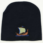 Knit beanie hat - Viking ship