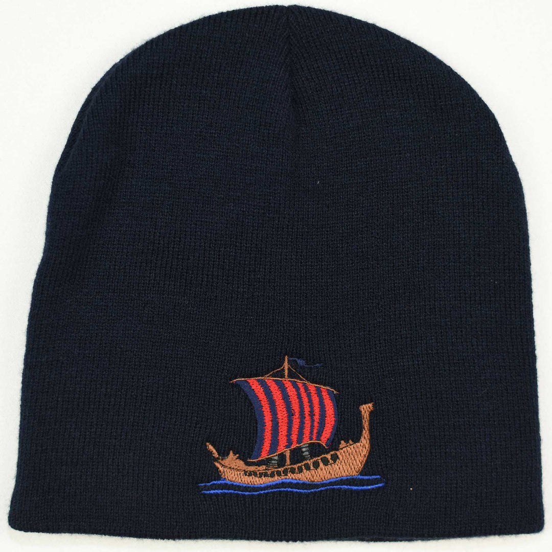 Knit beanie hat - Viking ship