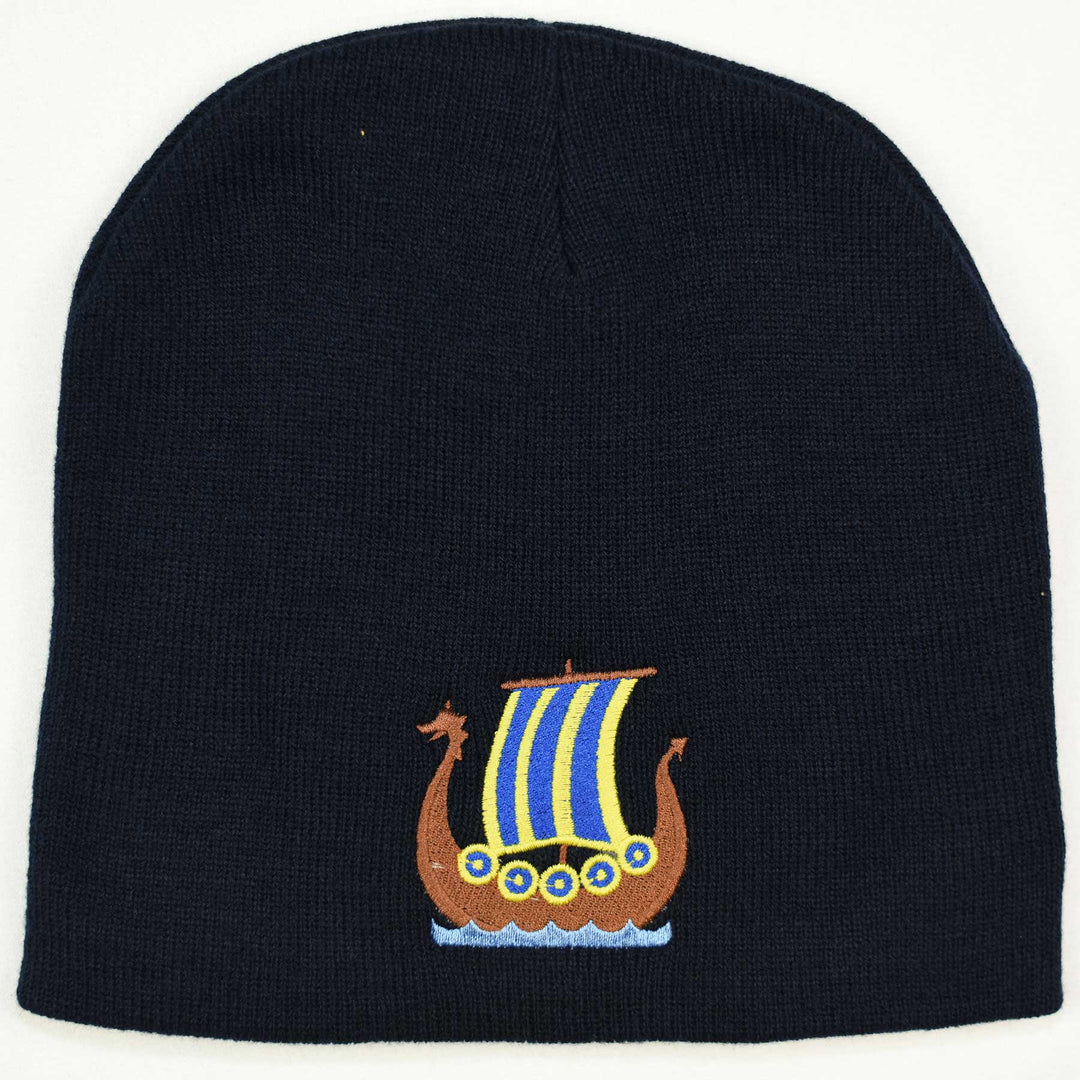 Knit beanie hat - Viking ship