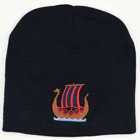 Knit beanie hat - Viking ship