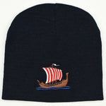 Knit  beanie hat - Viking ship