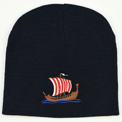 Knit  beanie hat - Viking ship