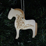 Baltic birch ornament - Fjord horse with rosemaling