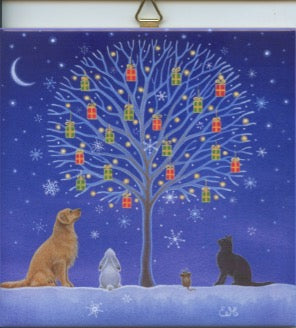 6" Ceramic Tile, Eva Melhuish Gift tree with pets