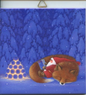 6" Ceramic Tile, Eva Melhuish Tomte sleeping with fox