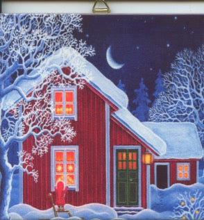 6" Ceramic Tile, Eva Melhuish, Red house with tomte