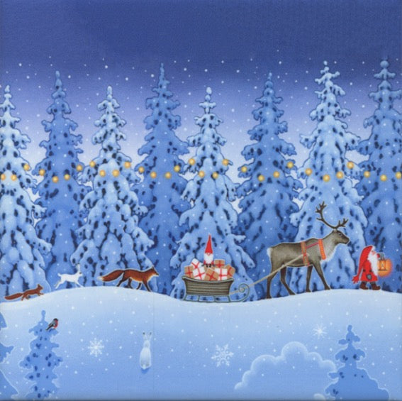 6" Ceramic Tile, Eva Melhuish Tomte trekking through the snow